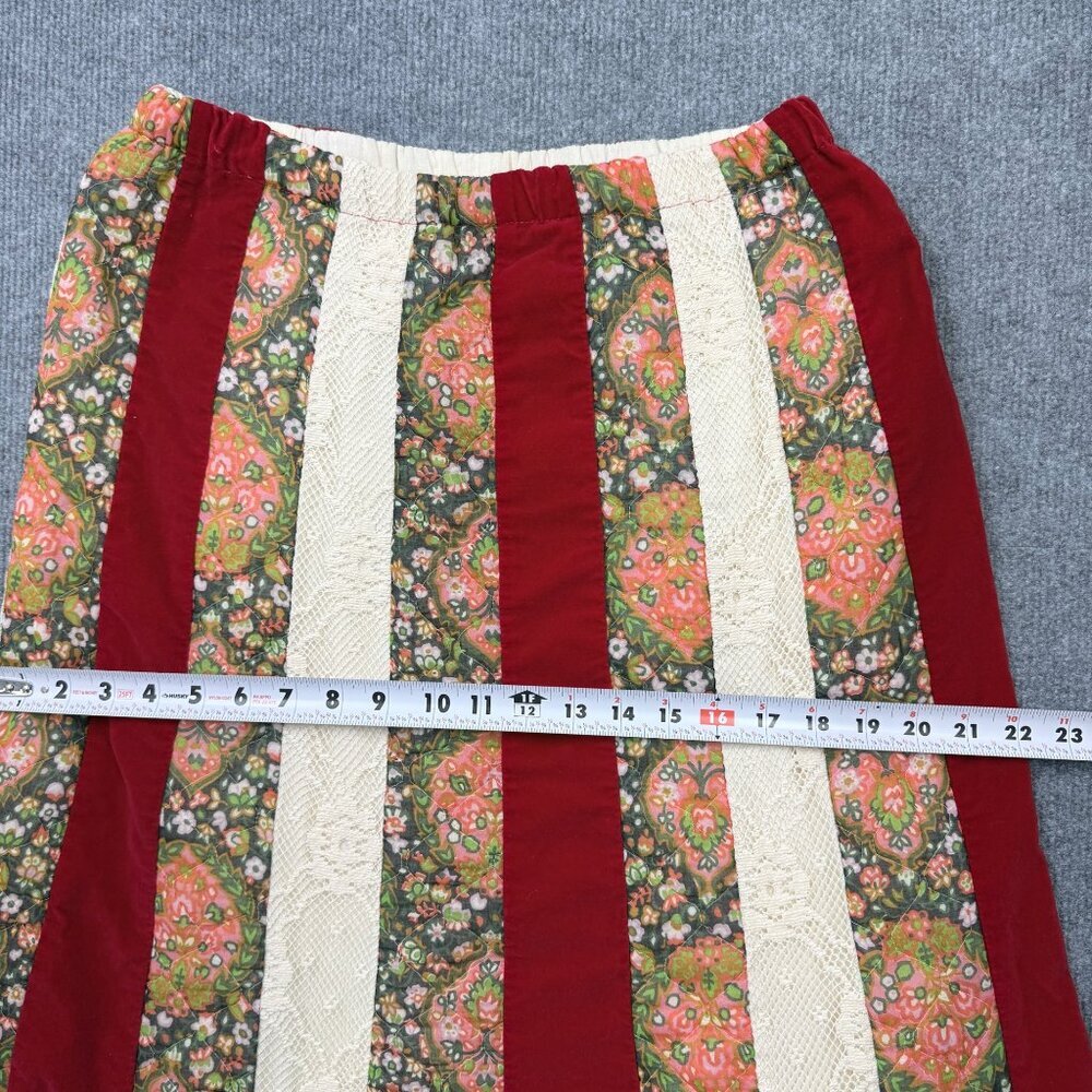 VTG 70s Chessa Davis Velvet Lace Cottagecore Prairie Maxi Skirt Holiday Size M? - Picture 12 of 15